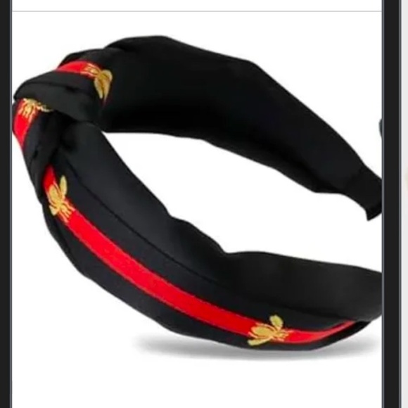 no brand Accessories - Satin Headband black red with gold bee,
